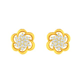 22k Yellow Cubic Zirconia Studs Antique Earrings with gold weight of 3.91g