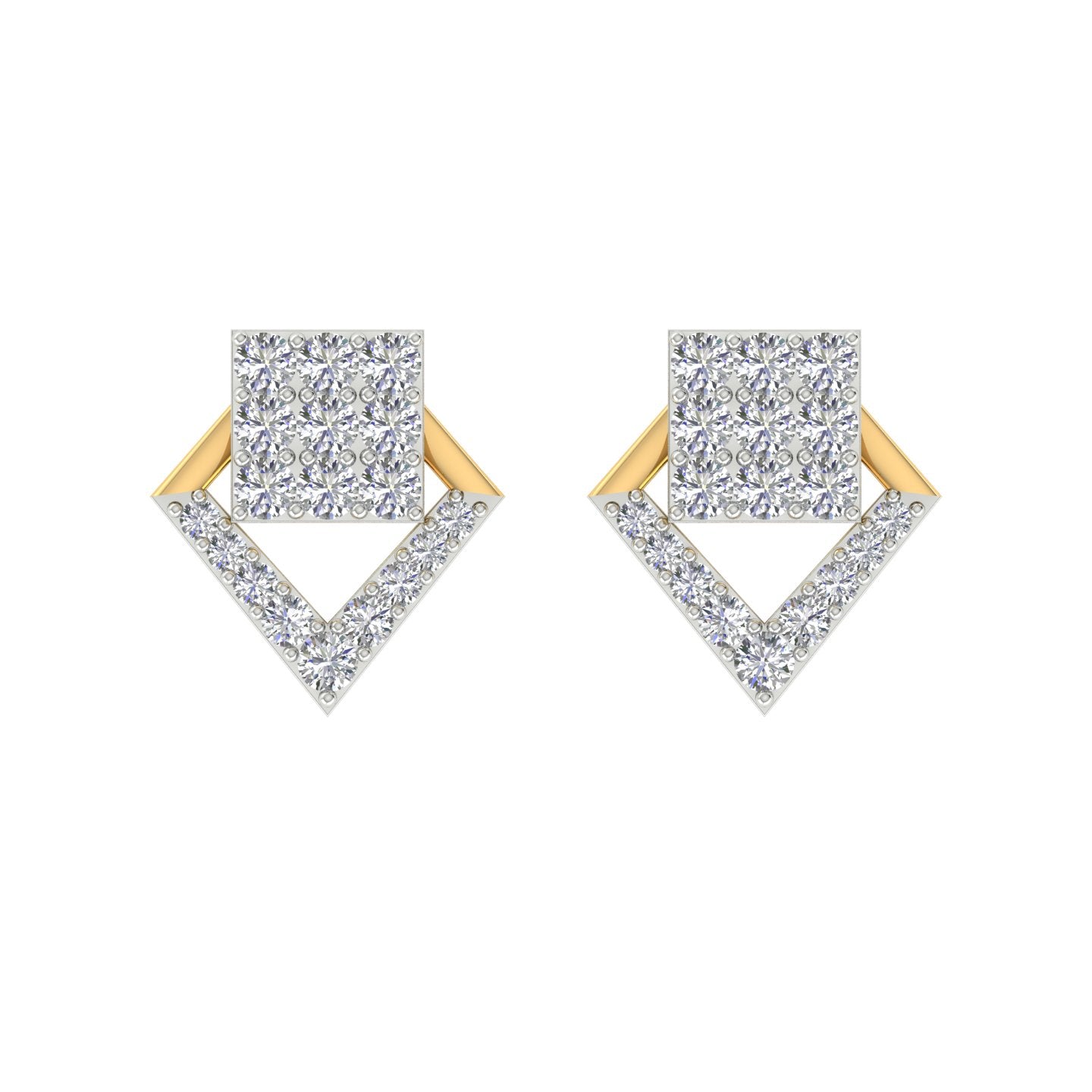 18k Yellow Gold and Diamond Stud with gold weight of 2.59g