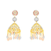 22k Three-Tone Gold Large Jhoomka Earrings with gold weight of 23.42g