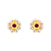 22k Yellow Gold Stud Fancy Pearl and Stone Earrings with gold weight of 3.08g