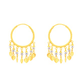22k Yellow Gold Hoop Pearl Earrings with gold weight of 6.15g