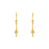 22K Two Tone Gold Dangling Charm Hook Earrings