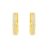 22K Gold Two Row CZ Encruste Hoop Earrings
