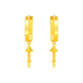22K Gold Laser Cut UV Bali Dangling Huggie Earrings