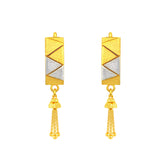 22K Gold Two-Tone Zigzag U Bali Dangling Huggie Earrings