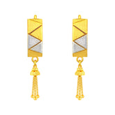 22K Gold Two-Tone Zigzag U Bali Dangling Huggie Earrings