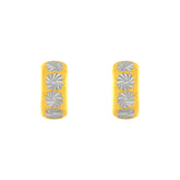 22K Gold Two-Tone Spiral-Cut Huggie Earrings