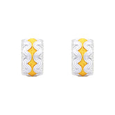 22k Gold Two Tone Shining Huggie Earrings