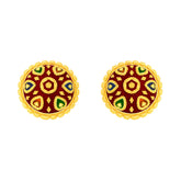 22K Gold Large Meenakari Screwback Earrings