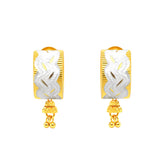 22K Gold Two-Tone Wave and Dangle Earrings