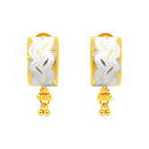 22K Gold Two-Tone Wave and Dangle Earrings