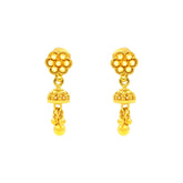 22K Gold Ornate Flower and Charm Baby Jhumka Earrings