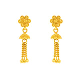 Kids' 22K Gold Ornate Flower and Charm Baby Jhumka Earrings
