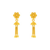 Kids' 22K Gold Ornate Flower and Charm Baby Jhumka Earrings