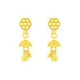 Kids' 22K Gold Flower and Charm Baby Jhumka Earrings