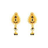 22K Gold Black Bead Dangle Earrings