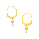 22k Two Tone Gold Medium Fancy Radiant Earrings