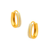 22k Two Tone Gold Extra Small U-Shaped Gleaming Earrings