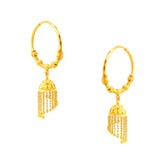 22k Yellow Gold Medium Coiled Beaded Waterfall Earrings