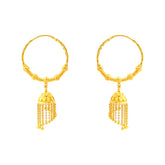 22k Yellow Gold Medium Coiled Beaded Waterfall Earrings