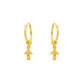 22k Yellow Gold Small Vibrant Beaded Earrings