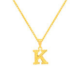 22K Yellow Gold Initial K Pendant with gold weight of 0.72g