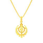 22K Yellow Gold Religious Khanda Medium Pendant with gold weight of 2.34g