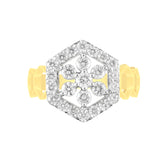 18k Yellow Gold and Diamond Hexagon Band Fancy Ring in size 5.5 and total gold weight of 3.28g