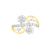 18k Yellow Gold and Diamond Flower Fancy Ring in size 5.5 and total gold weight of 3.28g