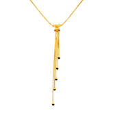 22K Gold Sleek Black Bead Necklace and Earring Set