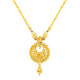 22K Gold Ornate Chandbali Necklace and Earring Set