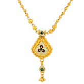 22K Gold Meena Kari Beaded Necklace and Earring Set