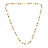 22k Gold Pearl and Faux Coral Beaded Necklace