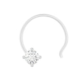 18k White Gold Round Shape Delicate Diamond Nose Pin with Wire of Carat: 0.04