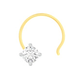 18k Yellow Gold Round Shape Dainty Diamond Nose Pin with Wire of Carat: 0.07