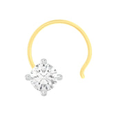 18k Yellow Gold Round Shape Elegant Diamond Nose Pin with Wire of Carat: 0.13