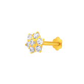 22K Yellow Gold Cubic Zirconia Medium Floral Nose Pin with Screwback with gold weight of 0.25g