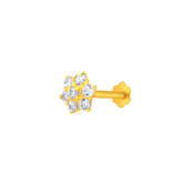 22K Yellow Gold Cubic Zirconia Small Floral Nose Pin with Screwback with gold weight of 0.23g