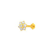 22K Yellow Gold Cubic Zirconia Extra Small Floral Nose Pin with Screwback with gold weight of 0.21g