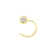 22K Yellow Gold Cubic Zirconia Small Classic Nose Pin with Wire with gold weight of 0.14g