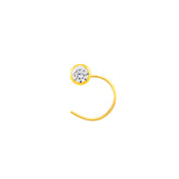 22K Yellow Gold Cubic Zirconia Small Classic Nose Pin with Wire with gold weight of 0.11g