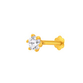 22K Yellow Gold Cubic Zirconia Medium Sparkling Nose Pin with Wire with gold weight of 0.24g