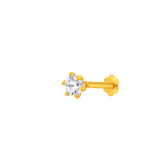 22K Yellow Gold Cubic Zirconia Medium Sparkling Nose Pin with Wire with gold weight of 0.22g