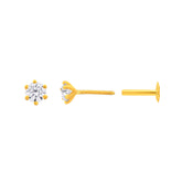 22K Yellow Gold Cubic Zirconia Medium Sparkling Nose Pin with Wire with gold weight of 0.22g
