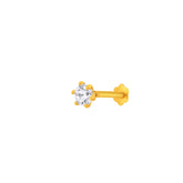 22K Yellow Gold Cubic Zirconia Small Sparkling Nose Pin with Wire with gold weight of 0.2g