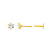 22K Yellow Gold Cubic Zirconia Small Sparkling Nose Pin with Wire with gold weight of 0.19g