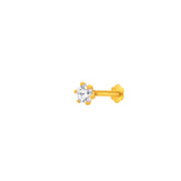 22K Yellow Gold Cubic Zirconia Extra Small Sparkling Nose Pin with Wire with gold weight of 0.17g