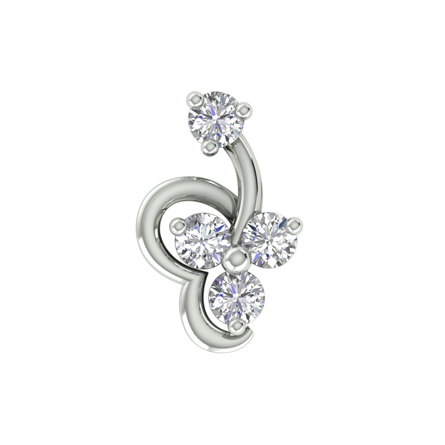 18k White Gold Round Brilliant Cut Statement Diamond Nose Pin with Screwback of 0.03 Carat