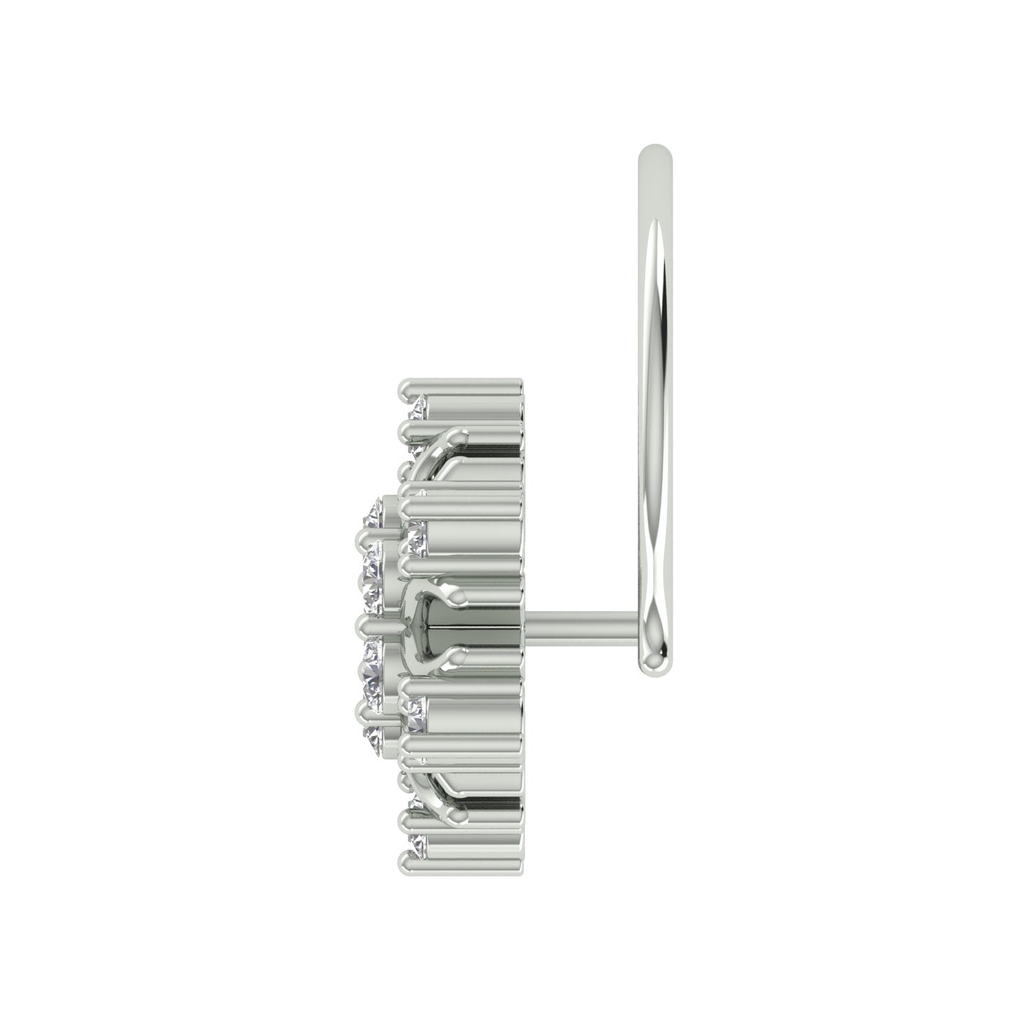 18k White Gold Round Brilliant Cut Geometric Diamond Nose Pin with Wire of 0.07 Carat