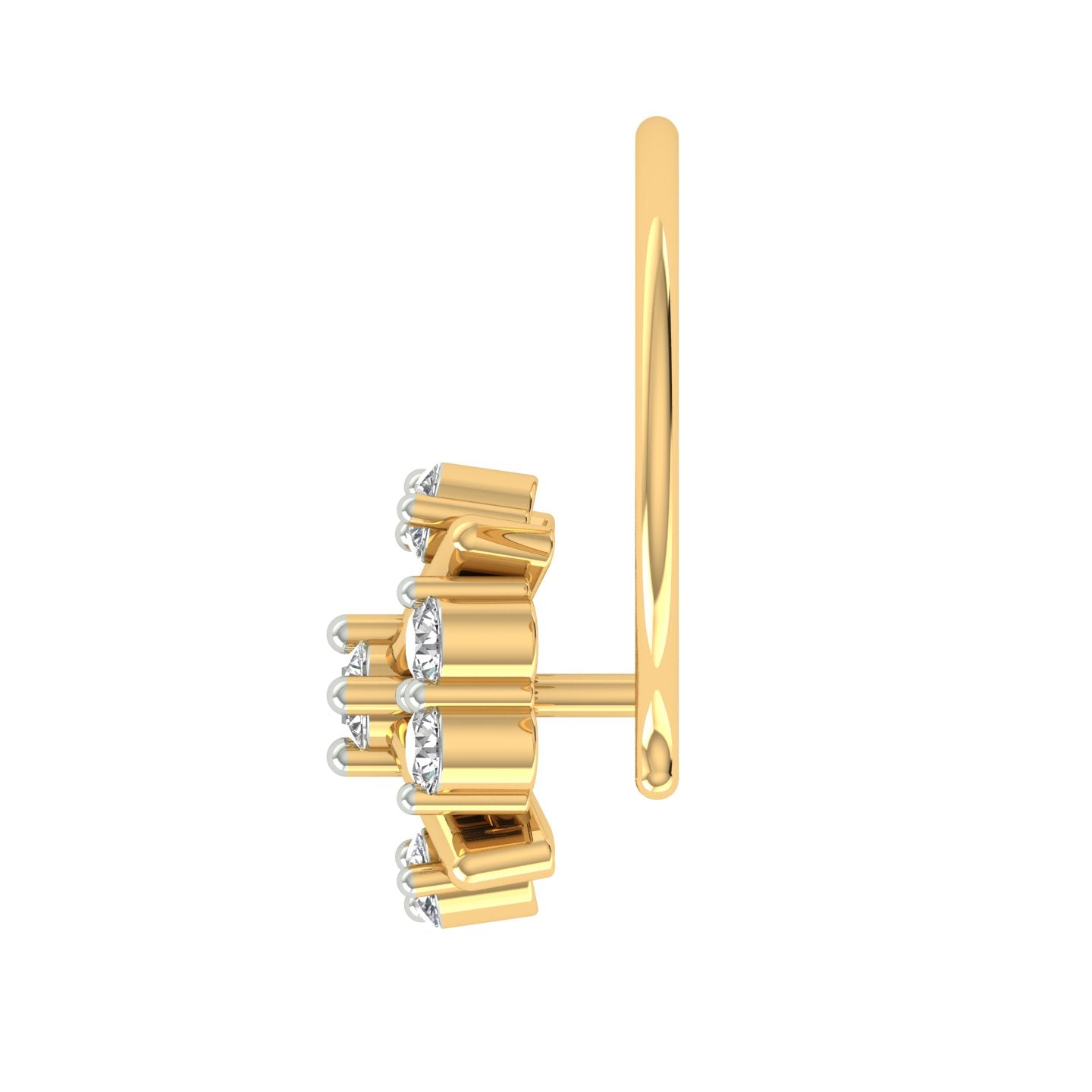 18k Yellow Gold Round Brilliant Cut Alluring Diamond Nose Pin with Wire of 0.05 Carat